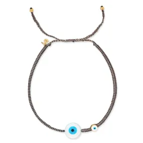 Round Shell Evil Eye Macrame Bracelet
