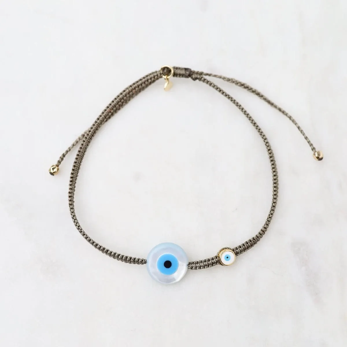 Round Shell Evil Eye Macrame Bracelet