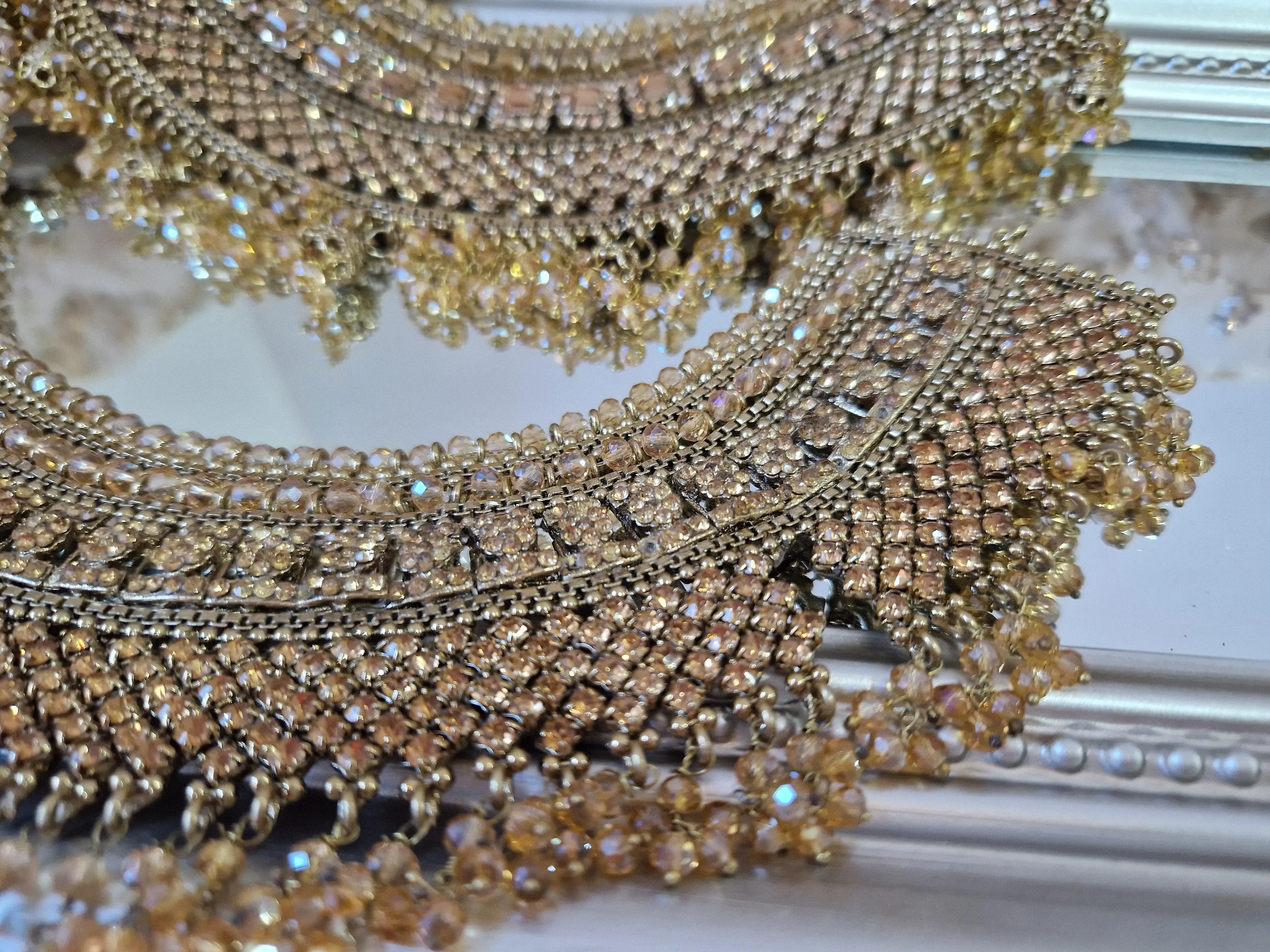 Royal Shaadi Antique Gold & Gold stone Anklets (slight fault)
