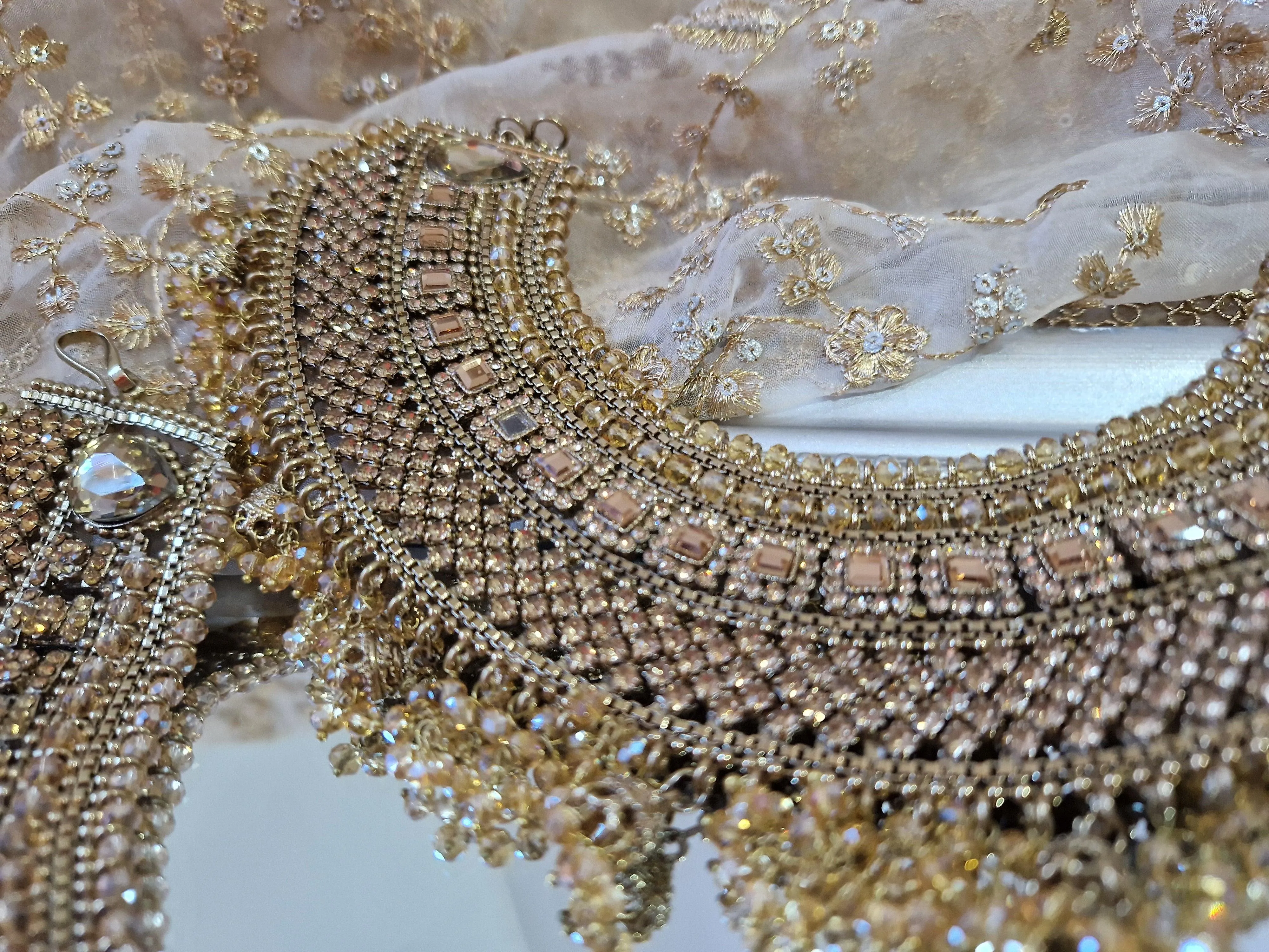 Royal Shaadi Antique Gold & Gold stone Anklets (slight fault)