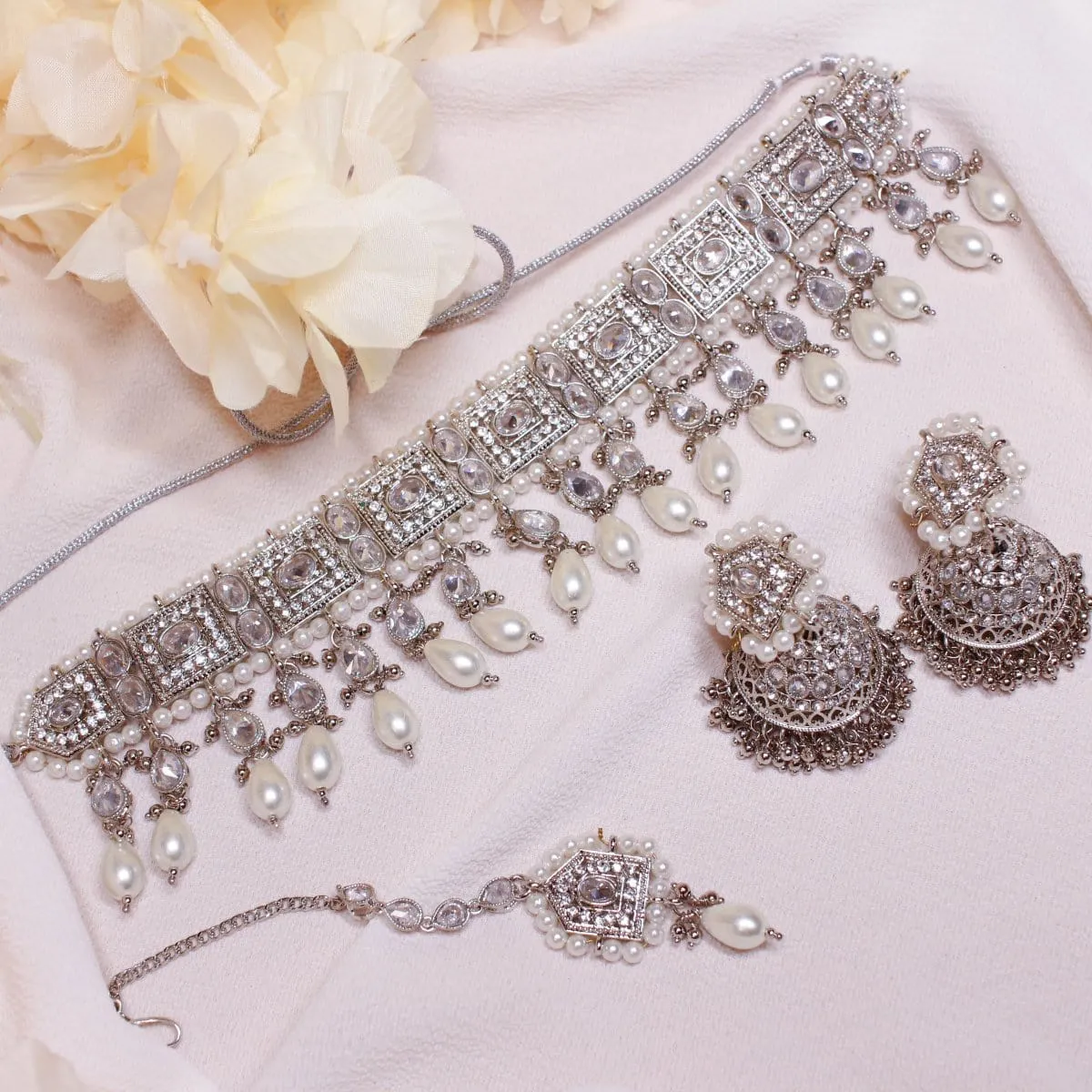 Saina Choker Set - Silver