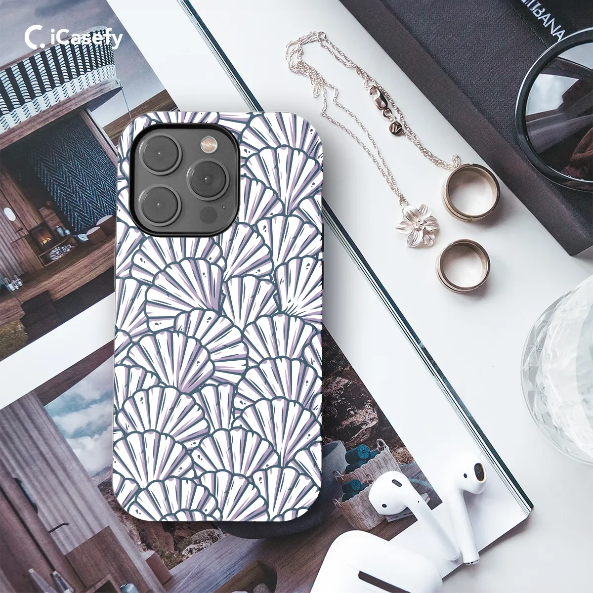Seamless Sea Marine Seashell Phone Case iPhone Samsung Cover Pixel 1635
