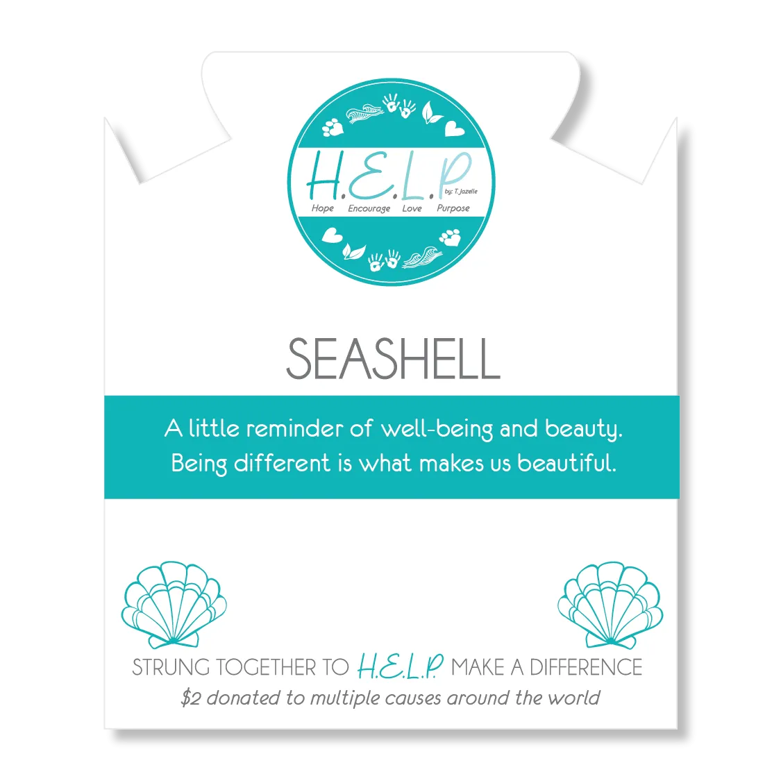 Seashell Charm with Azure Blue Jade Charity Bracelet