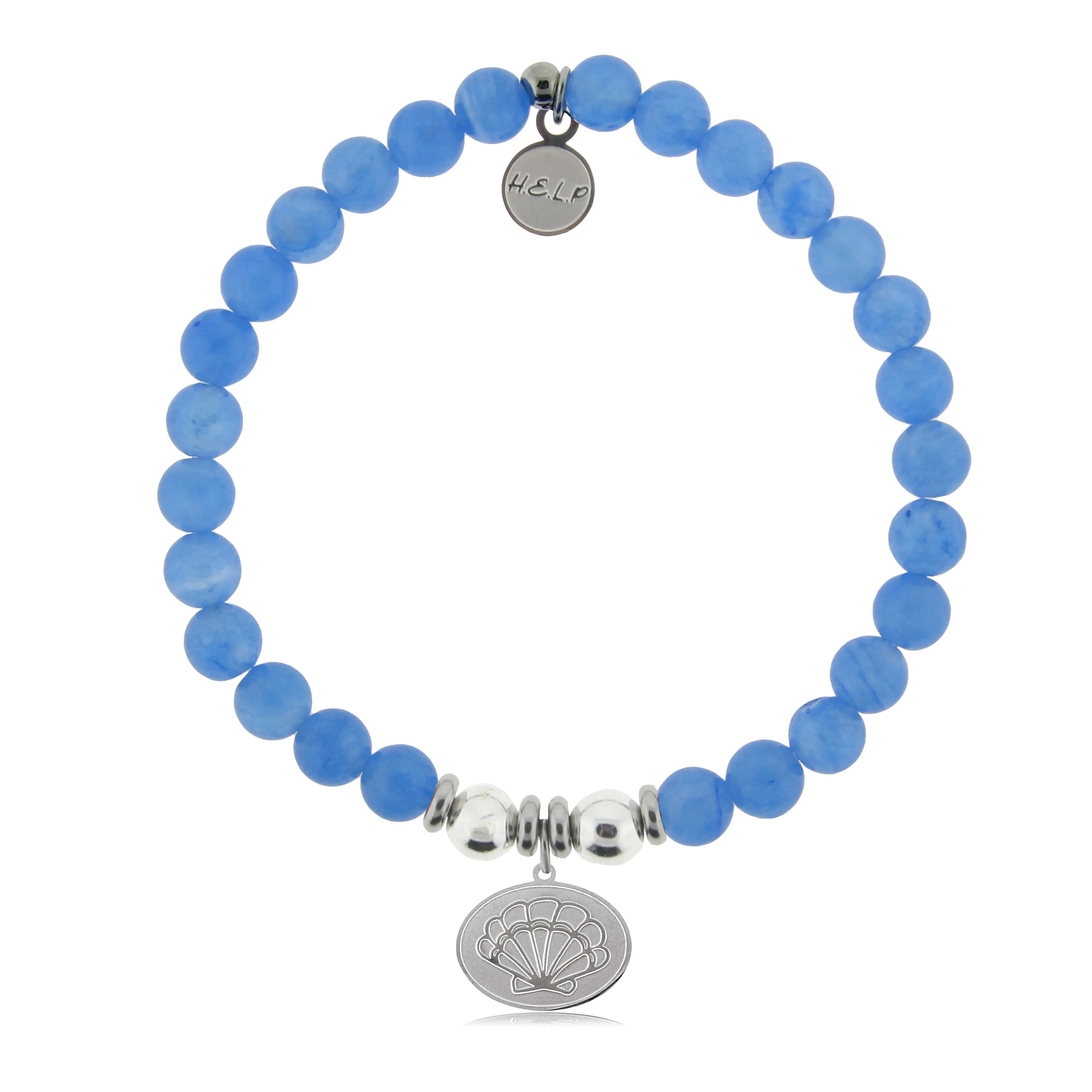Seashell Charm with Azure Blue Jade Charity Bracelet