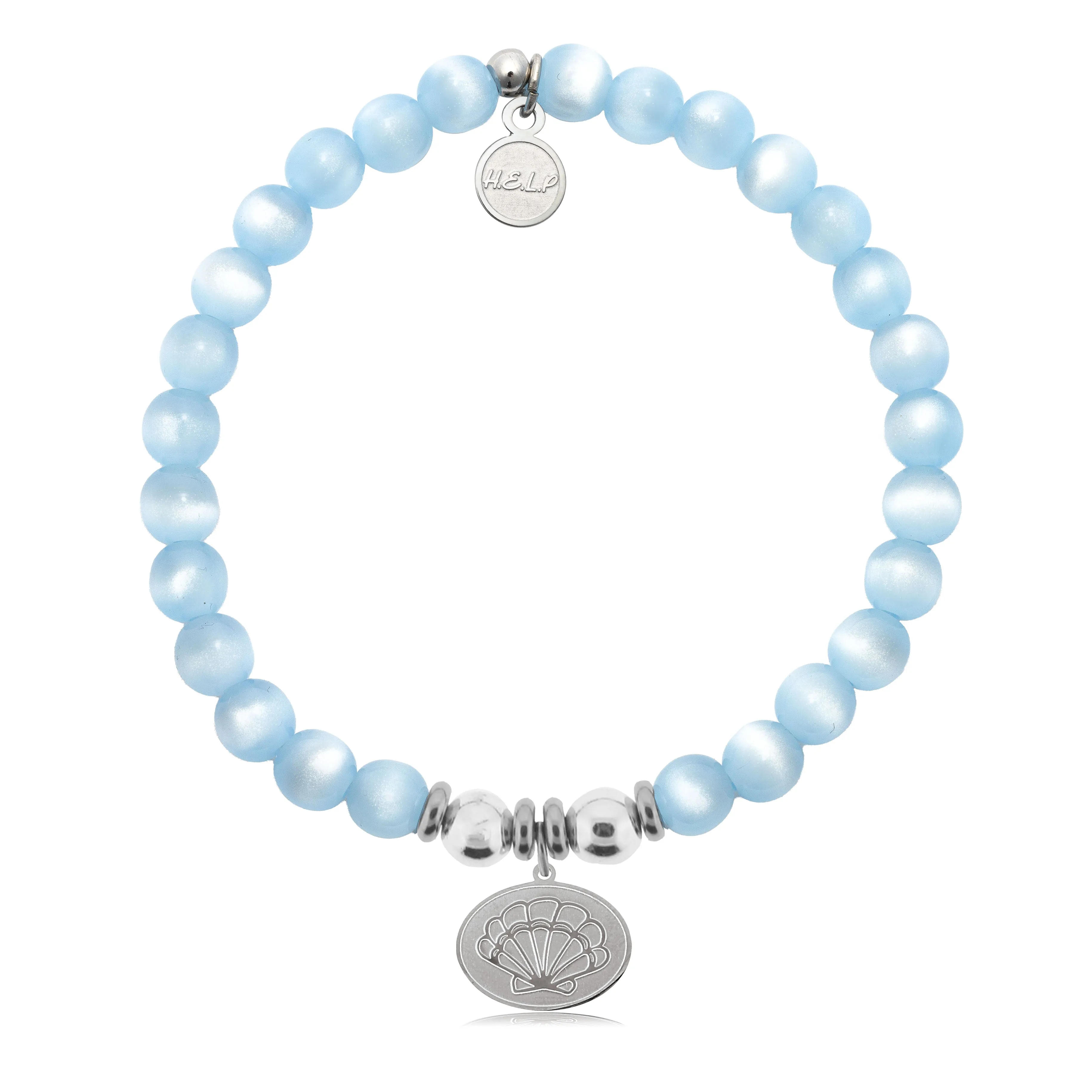 Seashell Charm with Blue Selenite Charity Bracelet