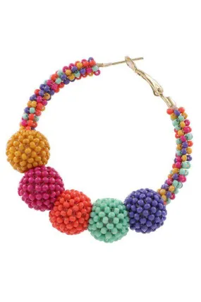 Seed Beaded Hoop Earrings