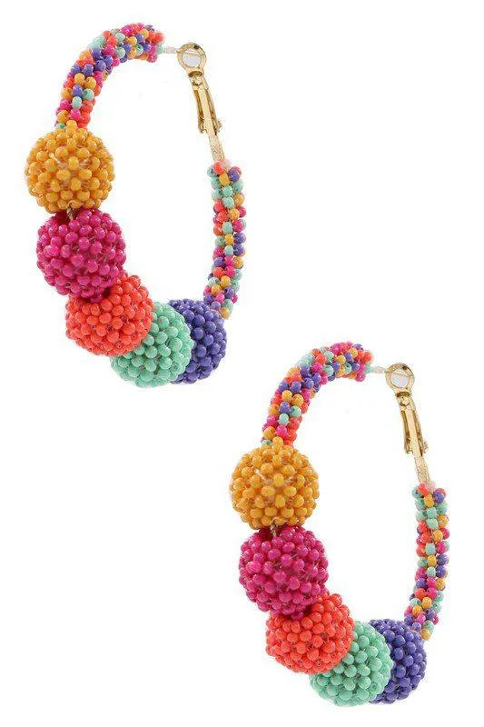 Seed Beaded Hoop Earrings