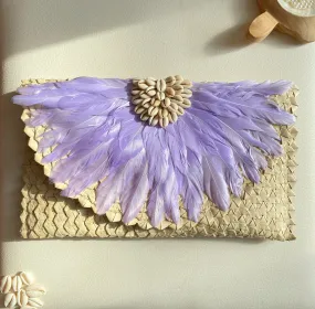 Shell Rattan Clutch | Purple