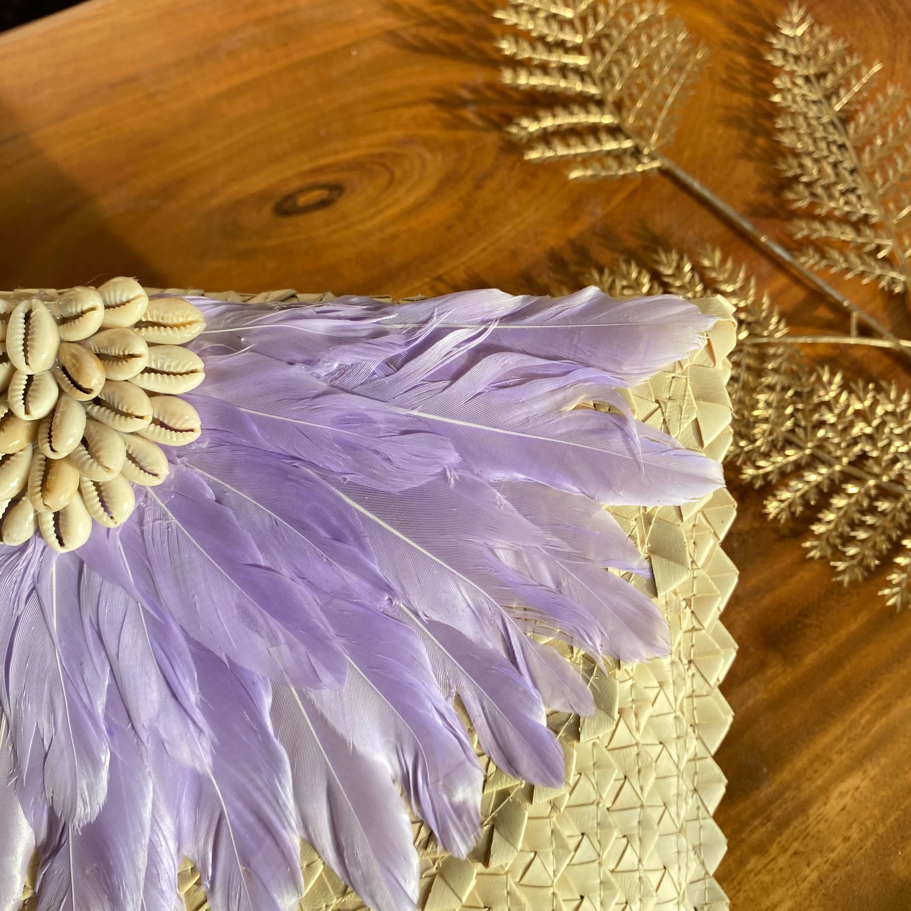 Shell Rattan Clutch | Purple