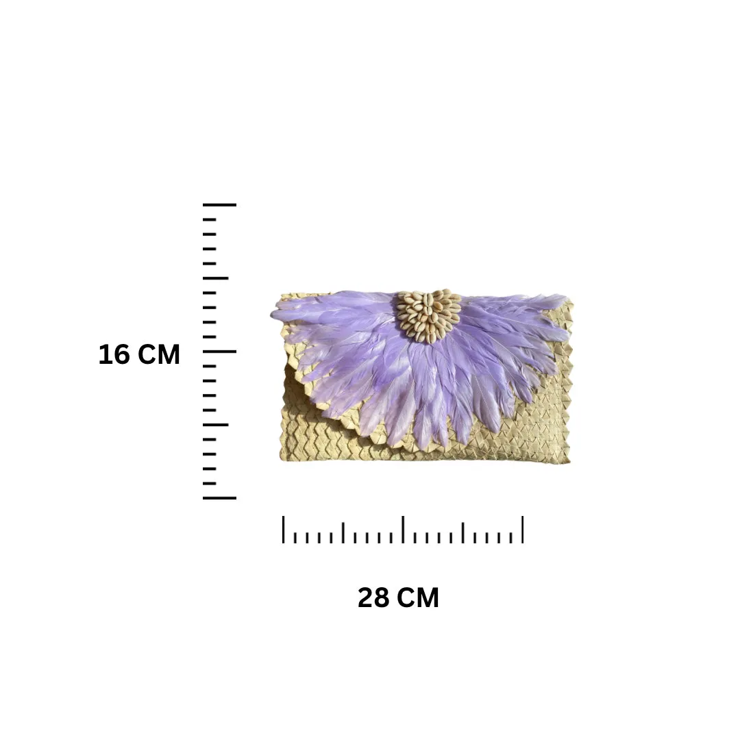 Shell Rattan Clutch | Purple