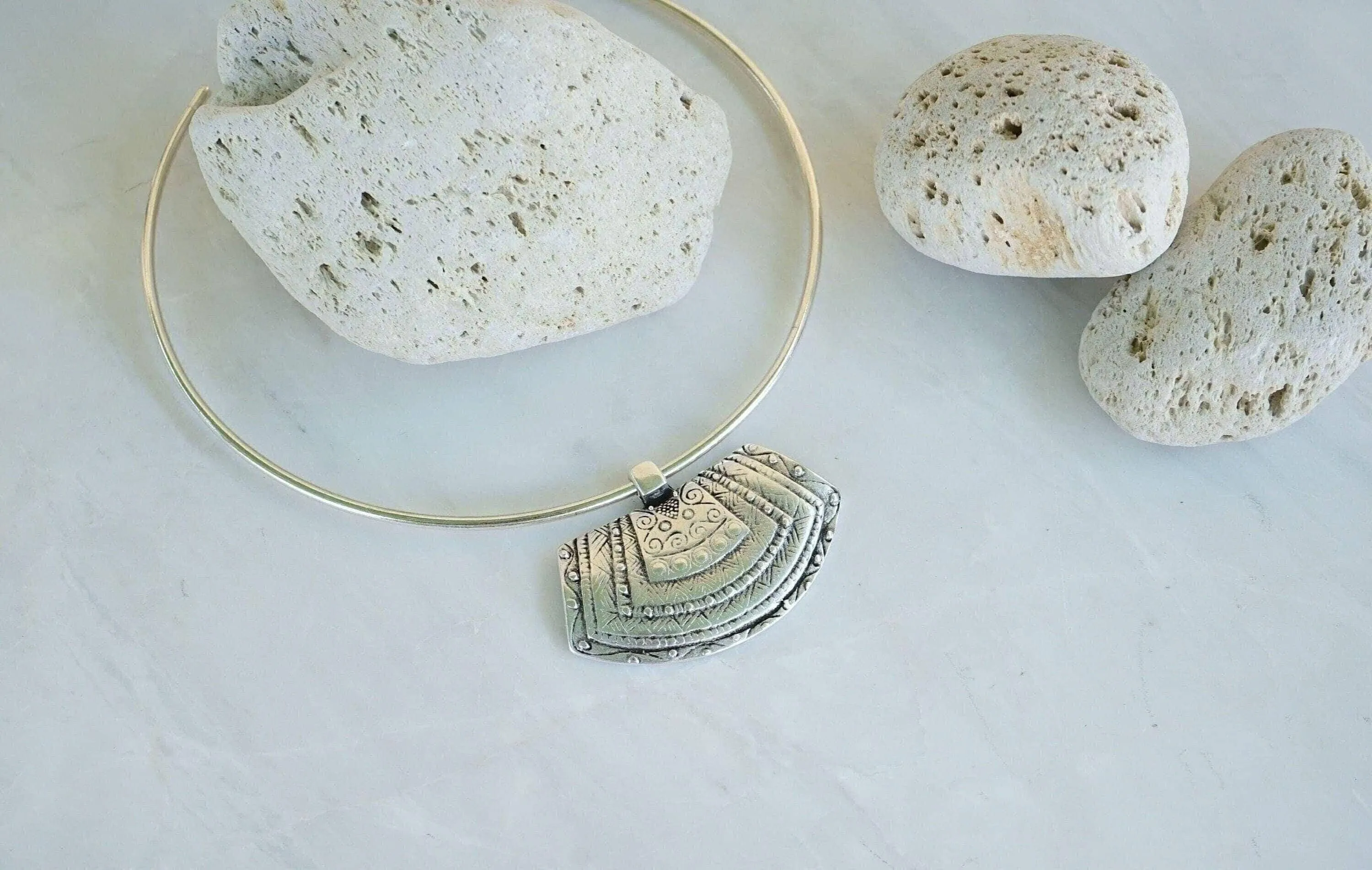 Silver Berber Tuareg Statement Collar Torque Necklace