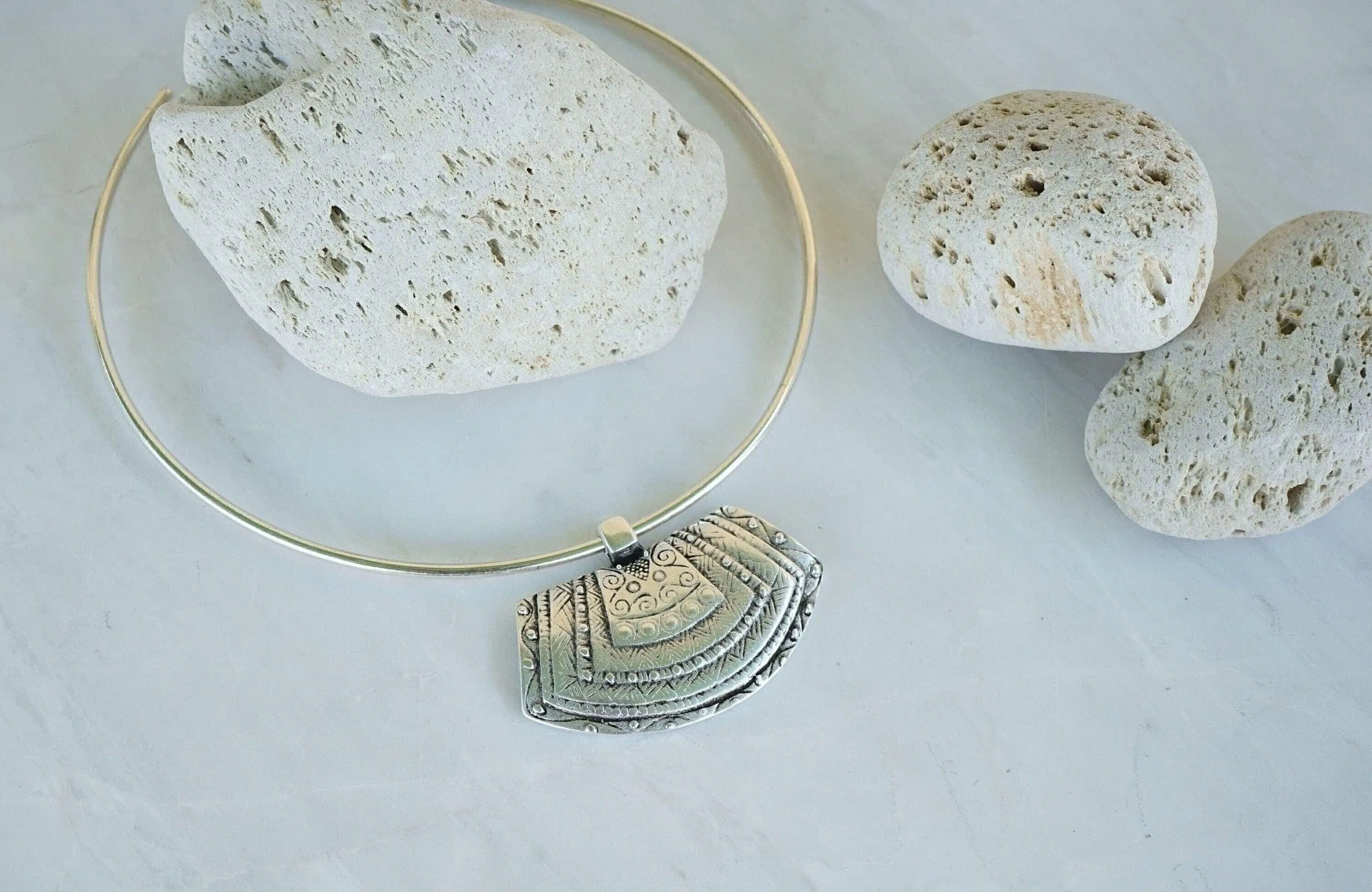 Silver Berber Tuareg Statement Collar Torque Necklace