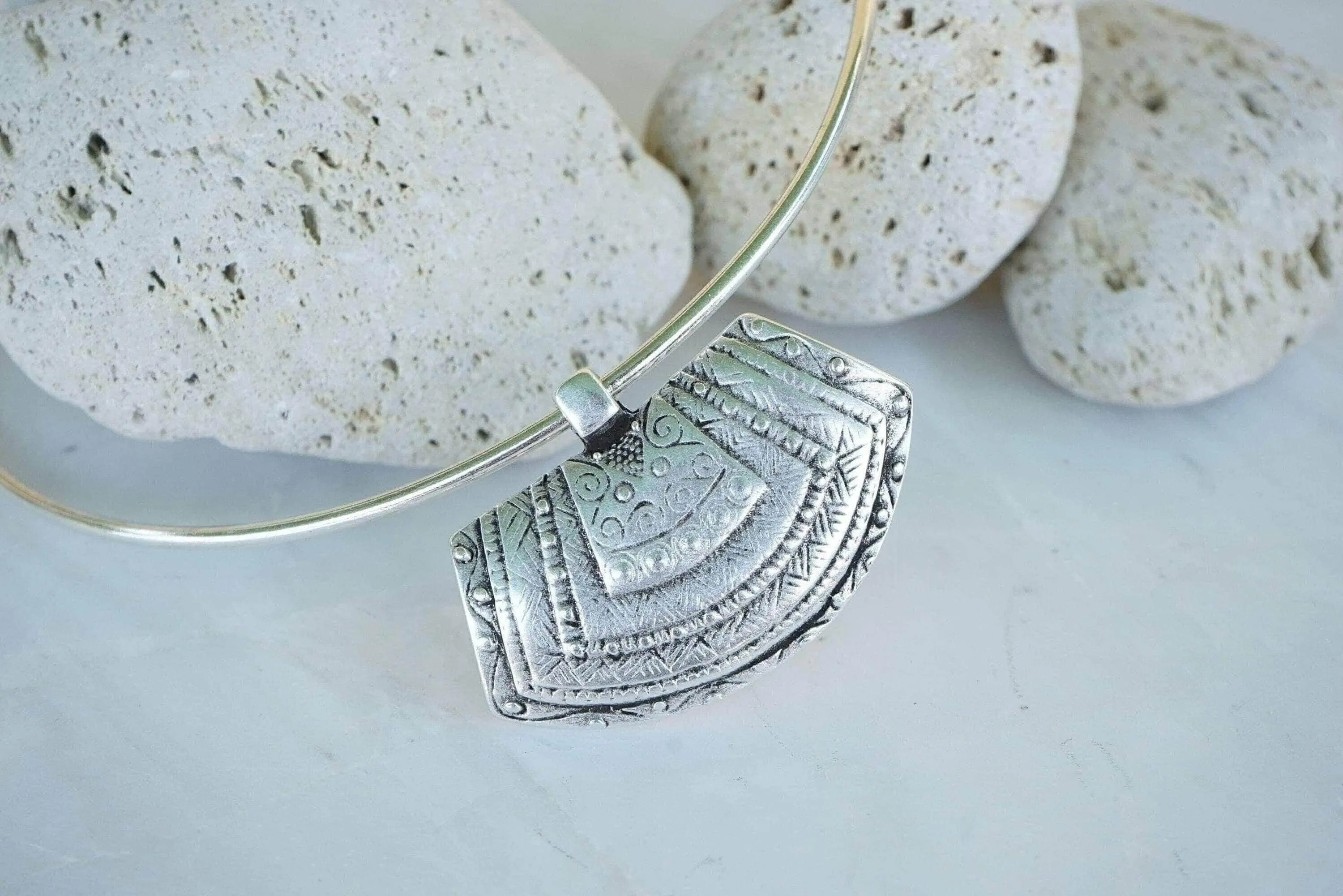 Silver Berber Tuareg Statement Collar Torque Necklace
