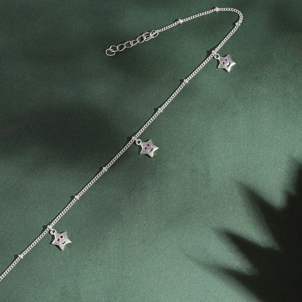 Single Silver Star anklet