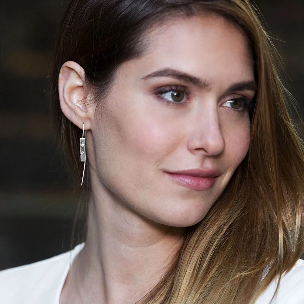 Small Silver Moonscape Earrings