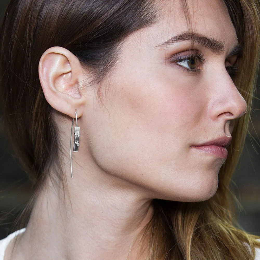 Small Silver Moonscape Earrings