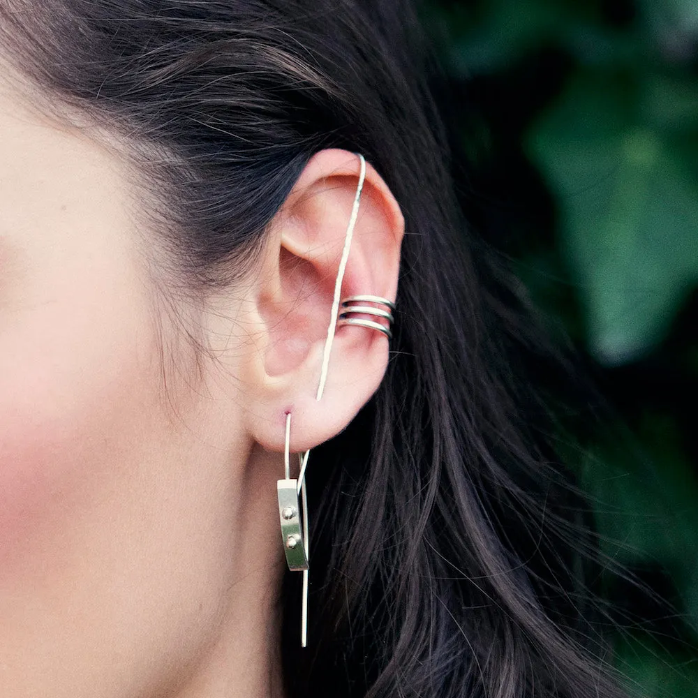 Small Silver Moonscape Earrings