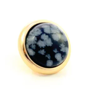 SNOWFLAKE OBSIDIAN Gemstone, Serenity and Purity, Medium Gold-Plated Stud