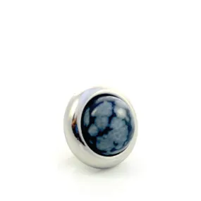 SNOWFLAKE OBSIDIAN Gemstone, Serenity and Purity, Small Silver-Plated Stud
