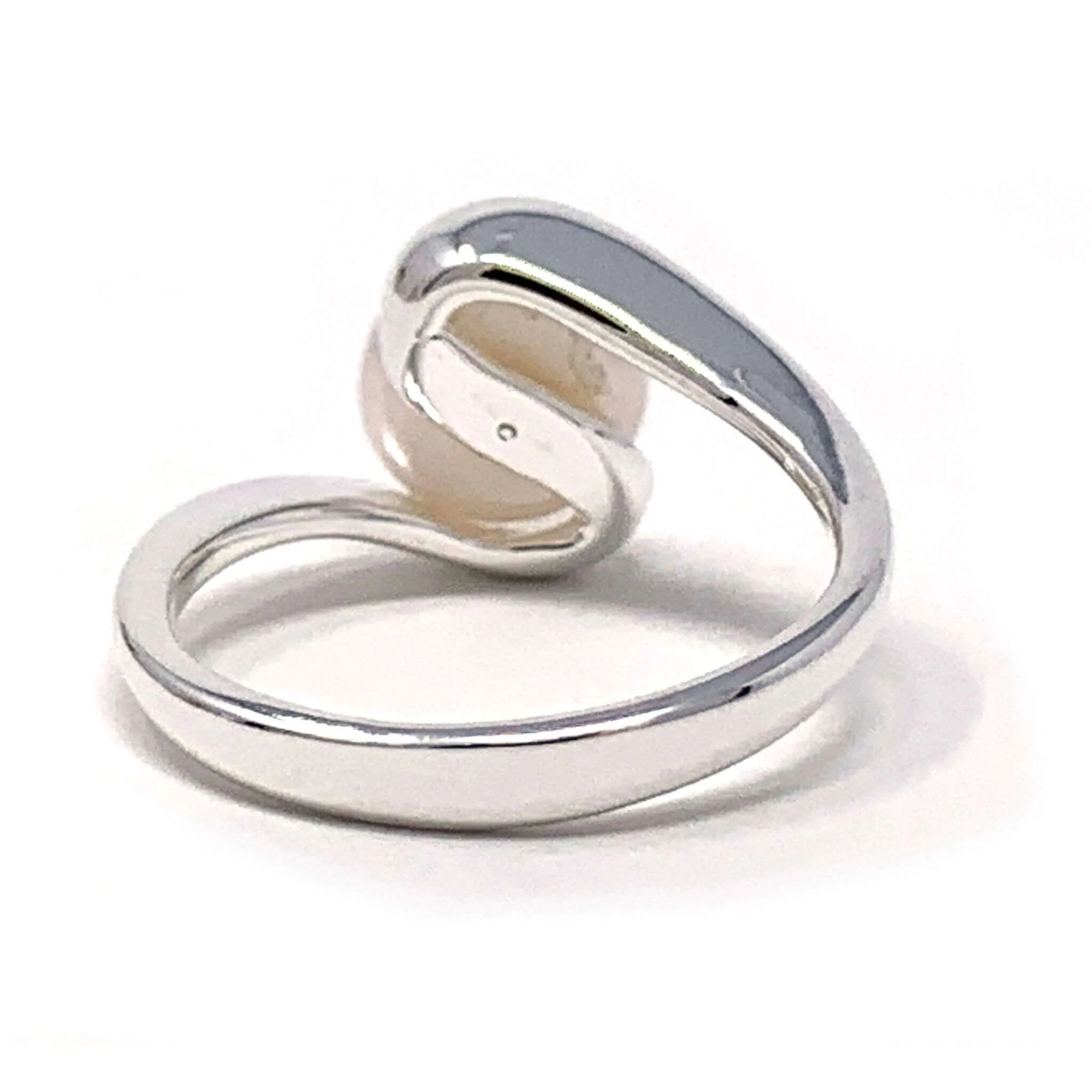 Sterling Silver Freshwater Pearl Twist Bypass Ring