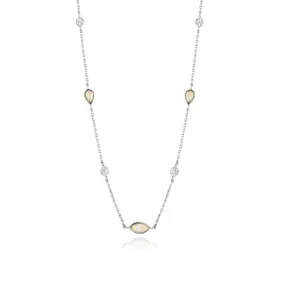 Sterling Silver Lab Created Kyoto Opal Station Choker Necklace by Ania Haie