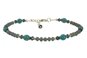 Teal Green Agate Gemstone Anklet