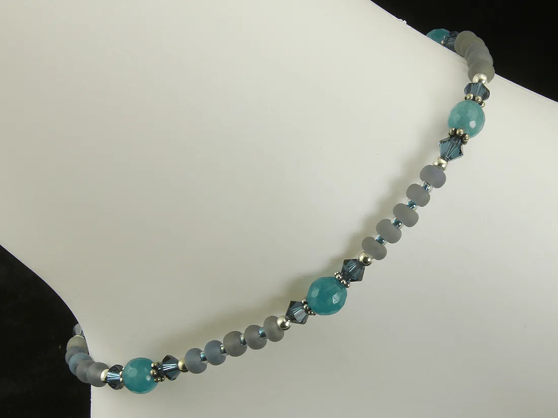 Teal Green Agate Gemstone Anklet