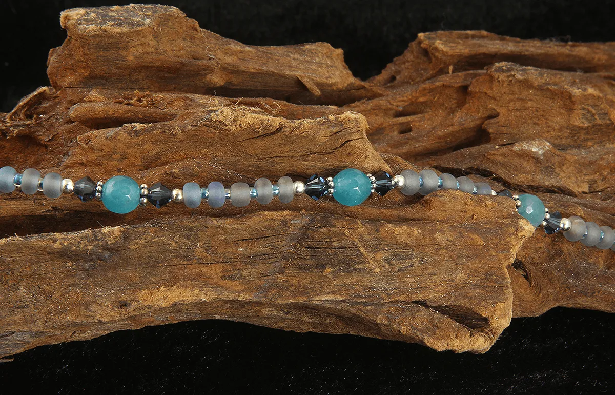 Teal Green Agate Gemstone Anklet