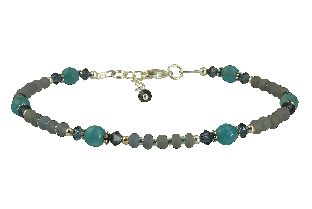 Teal Green Agate Gemstone Anklet