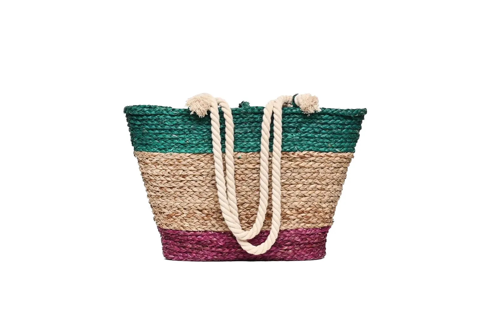 The Beach Bag - Sea Green Turquoise, Natural & Pink