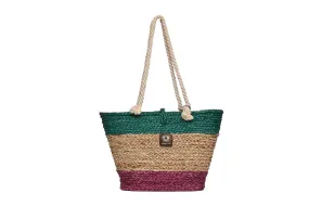 The Beach Bag - Sea Green Turquoise, Natural & Pink