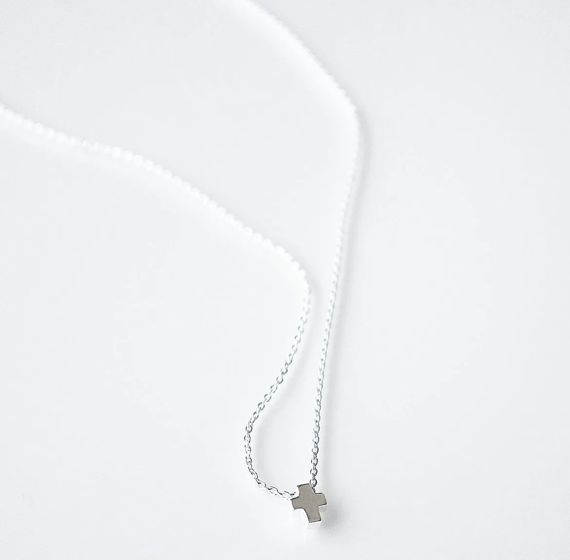 Tiny Cross Necklace, .925 Sterling Silver Hypoallergenic Tiny Cross Necklace