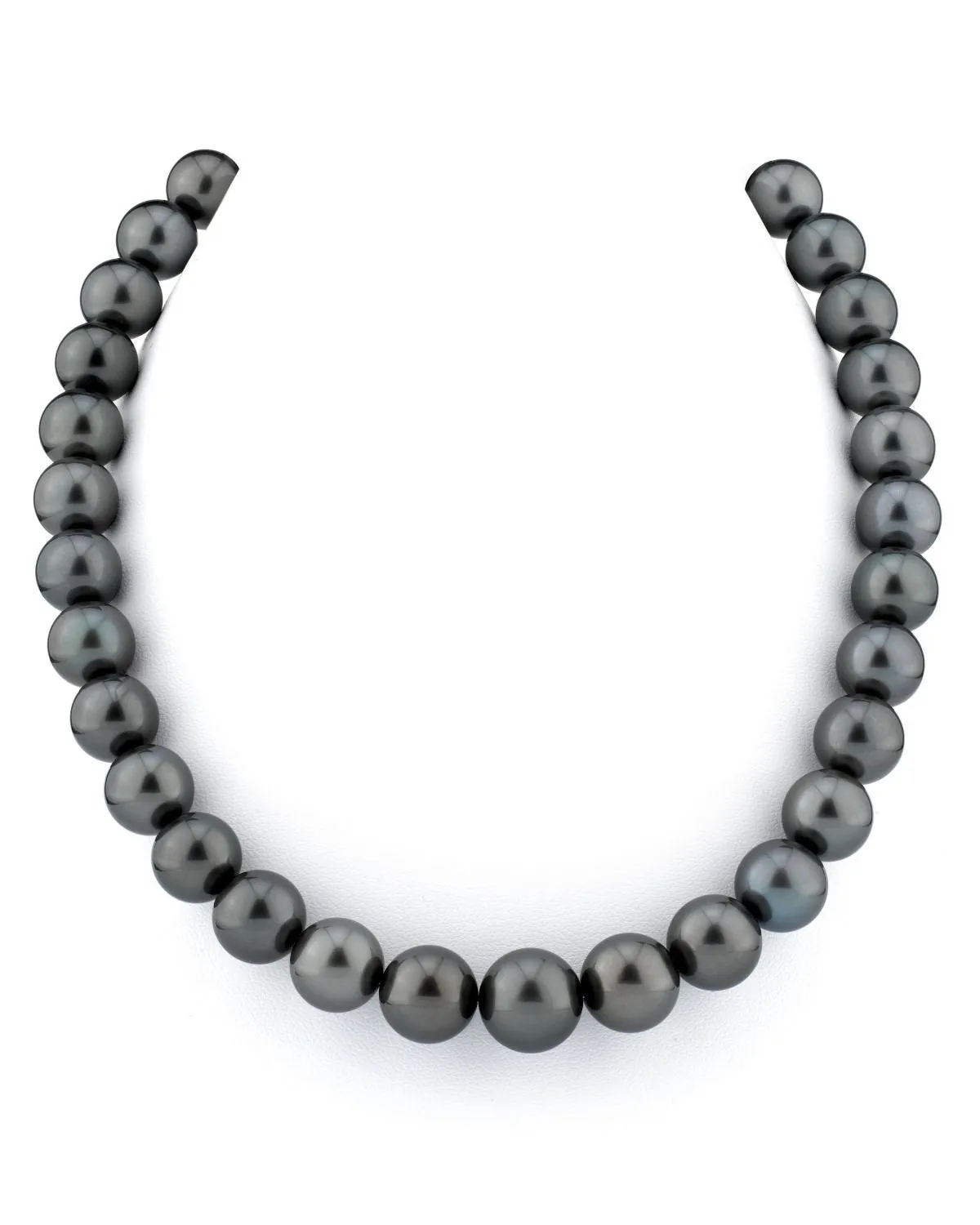 True Round Black Tahitian Pearl Necklace, 11.0-13.0mm - AAA/AAAA Quality