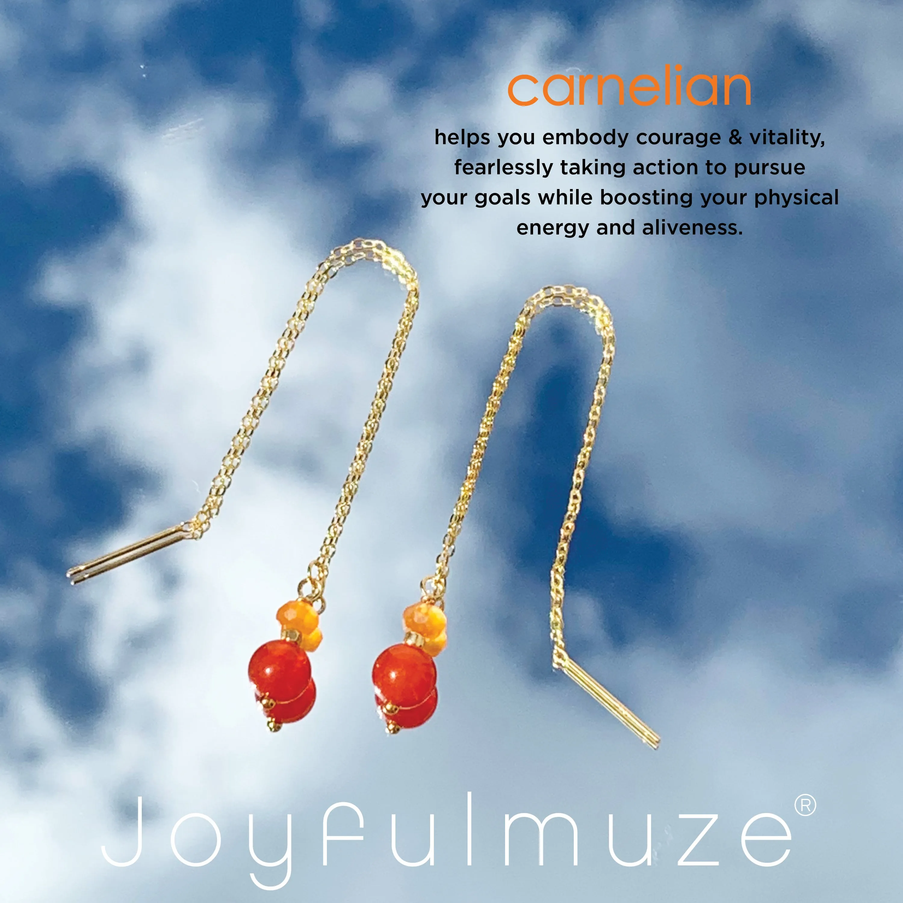 Two Tone Carnelian Gold Threader