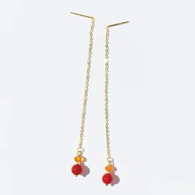 Two Tone Carnelian Gold Threader