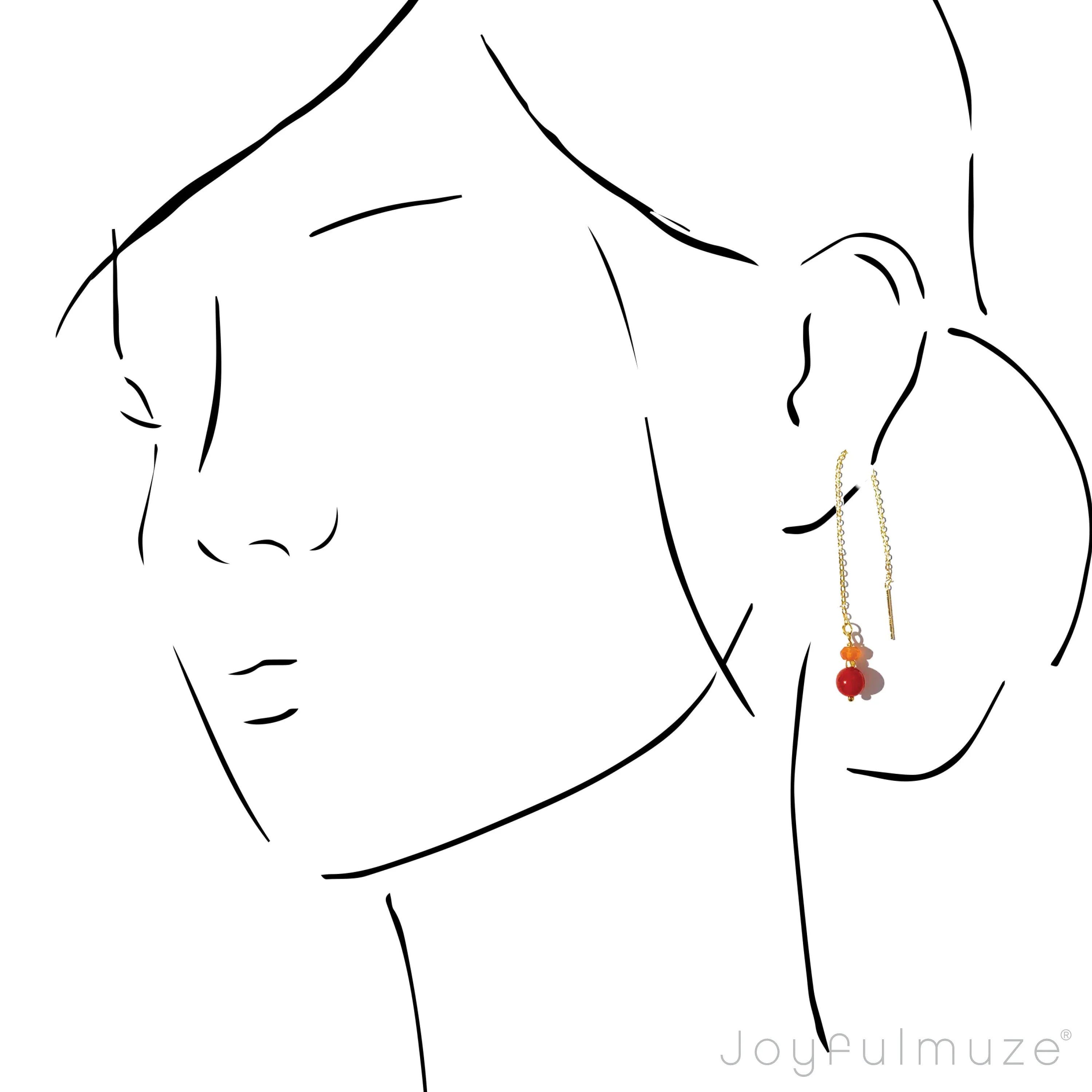 Two Tone Carnelian Gold Threader
