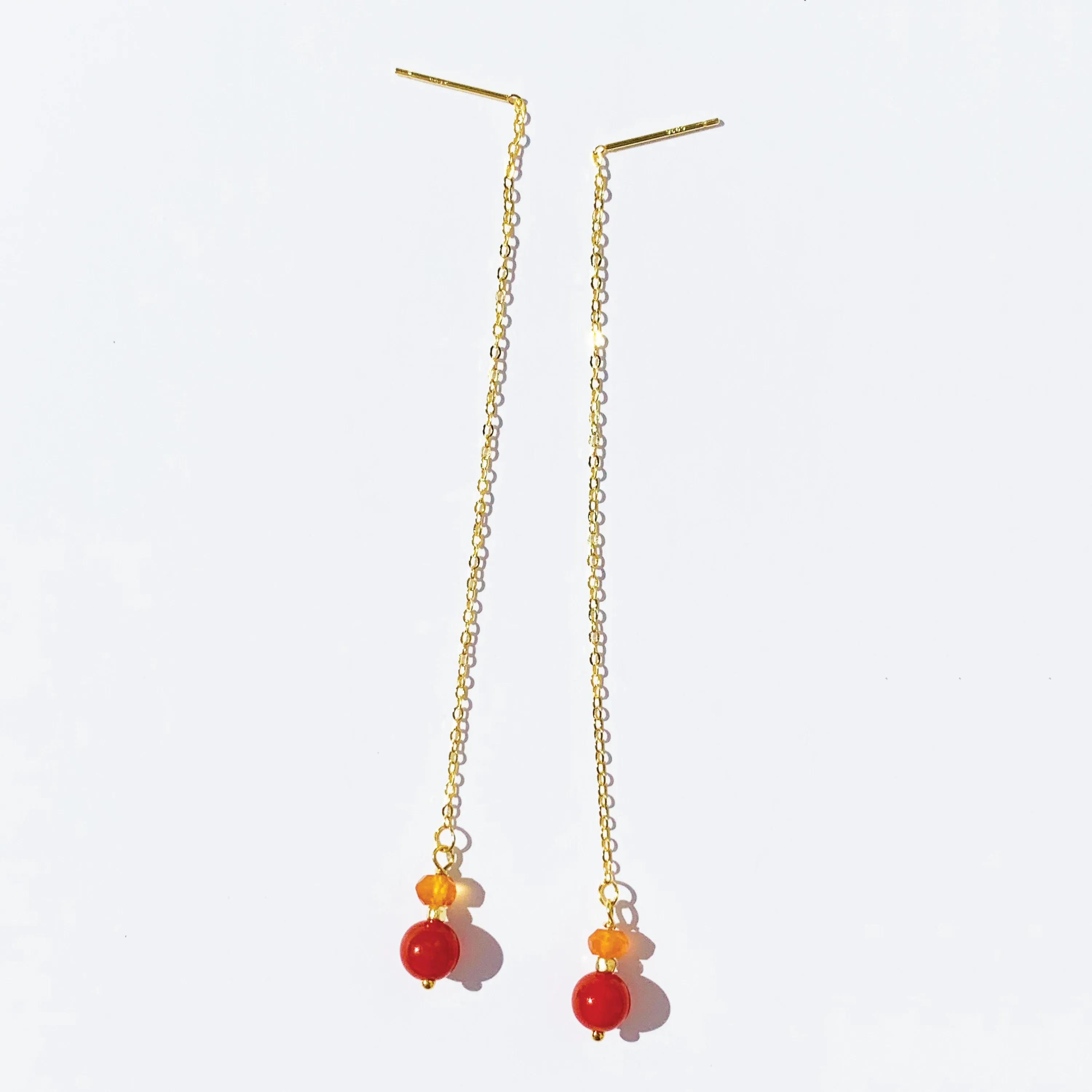Two Tone Carnelian Gold Threader