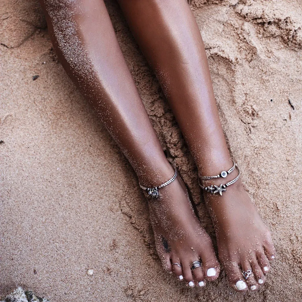 Vintage Starfish or Beads Anklet