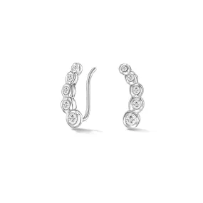 White Sapphire Dewdrop Ear Climbers