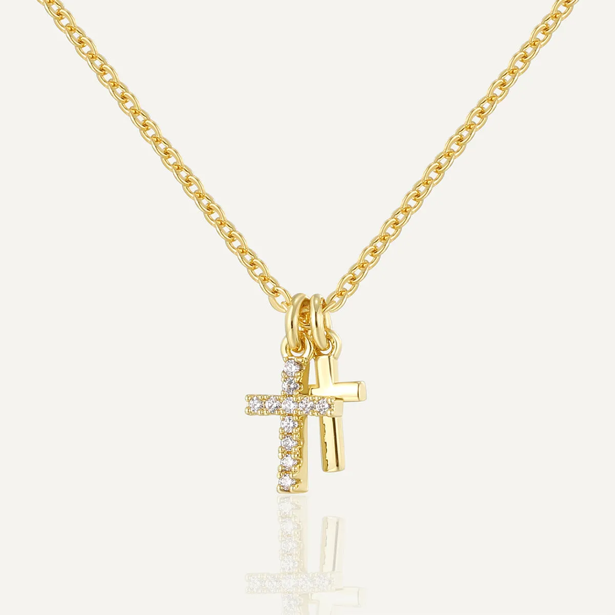 Wholesale Gold-plated zircon cross retro personality niche design necklace