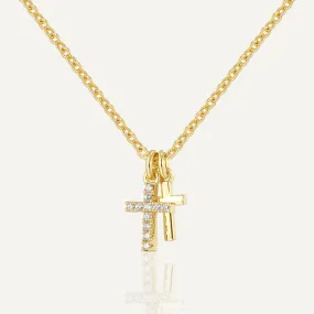Wholesale Gold-plated zircon cross retro personality niche design necklace