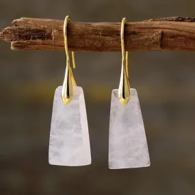'Wiluray' Rose Quartz Earrings - gold
