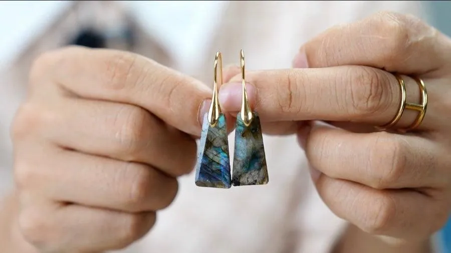 'Wiluray' Rose Quartz Earrings - gold