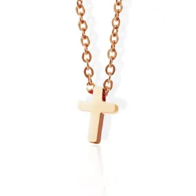 Women's Christian Necklace <br> Small Rose Gold Cross