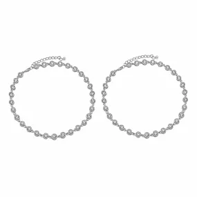 Zarkan 925 Pure Silver Minimal White Anklet