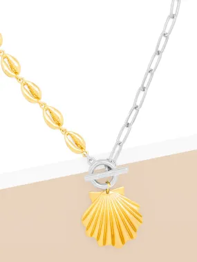 Zenzii Two-Tone Seashell Charm Collar Necklace